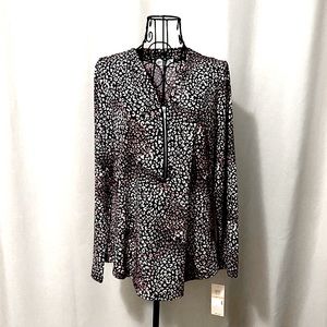 NANETTE LEPORE Coppery Blush Leopard Print Blouse